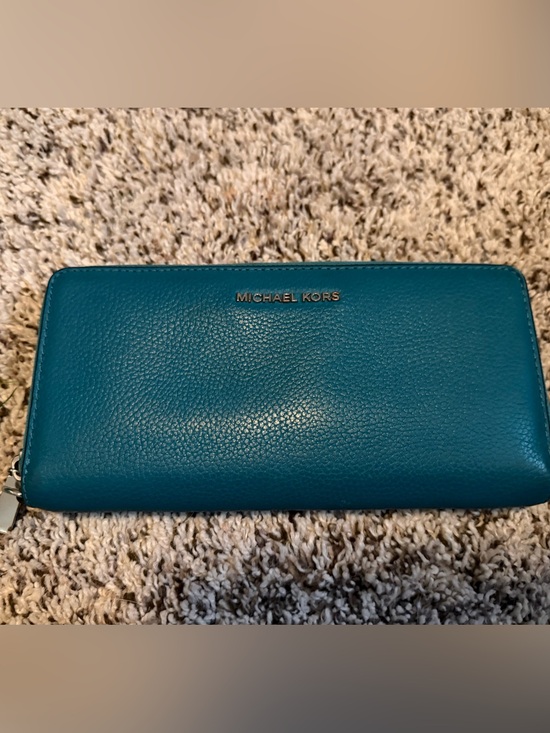 Michael Kors Handbags - MICHAEL KORS Teal Zip-Around Wallet